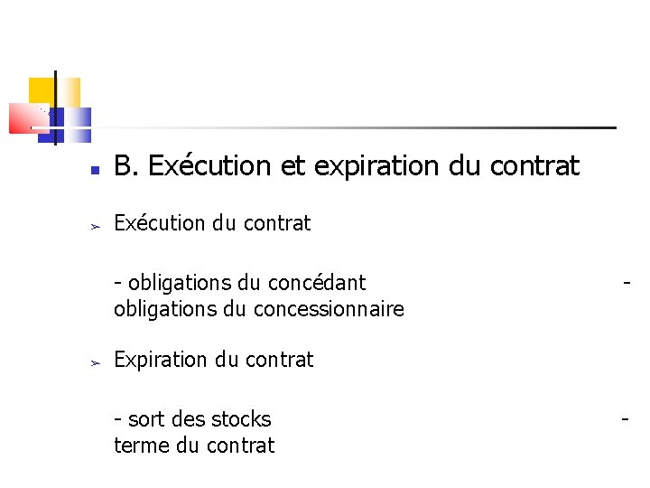  B. Exécution et expiration du contrat ➢ Exécution du contrat - obligations du