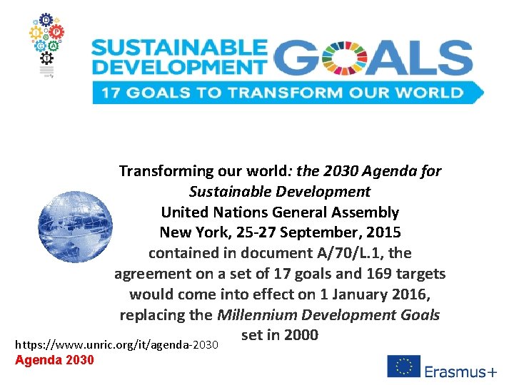 Transforming our world: the 2030 Agenda for Sustainable Development United Nations General Assembly New