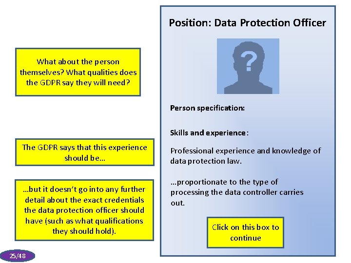Position: Data Protection Officer What about the person themselves? What qualities does the GDPR