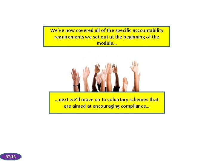 We’ve now covered all of the specific accountability requirements we set out at the