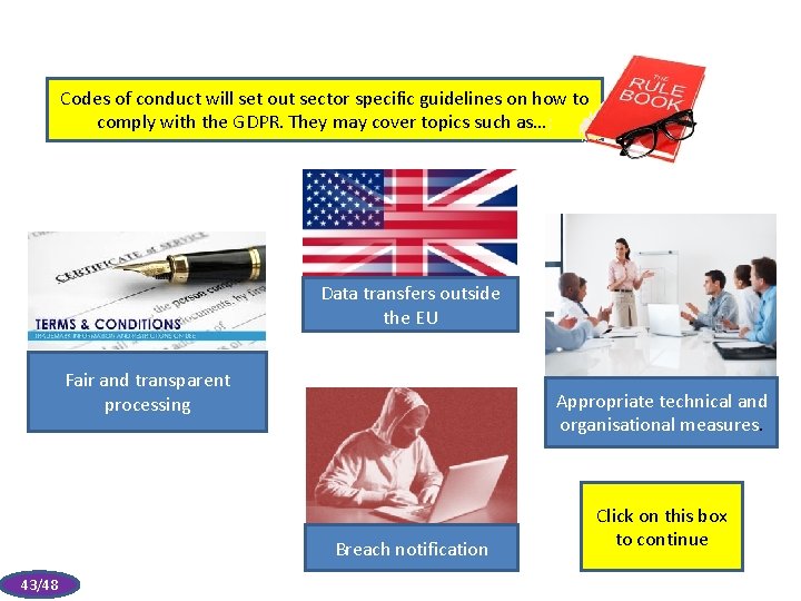 Codes of conduct will set out sector specific guidelines on how to comply with