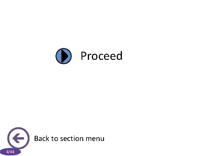 Proceed Back to section menu 8/48 