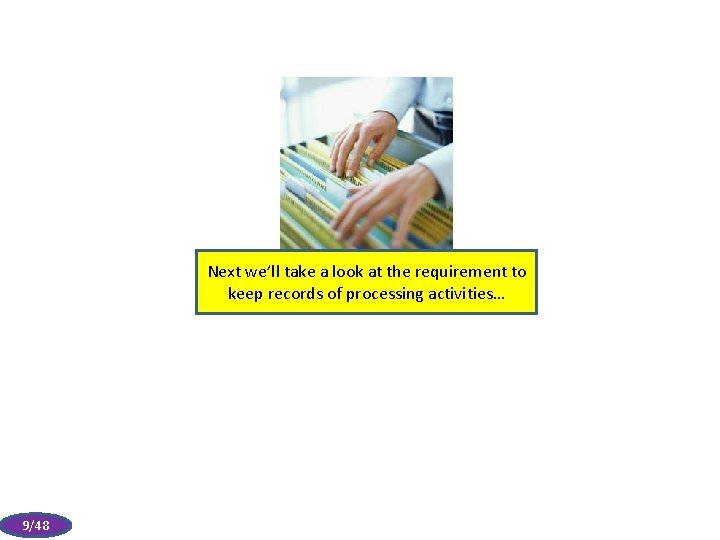 Next we’ll take a look at the requirement to keep records of processing activities…