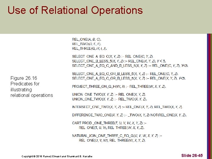 Use of Relational Operations Figure 26. 16 Predicates for illustrating relational operations Copyright ©