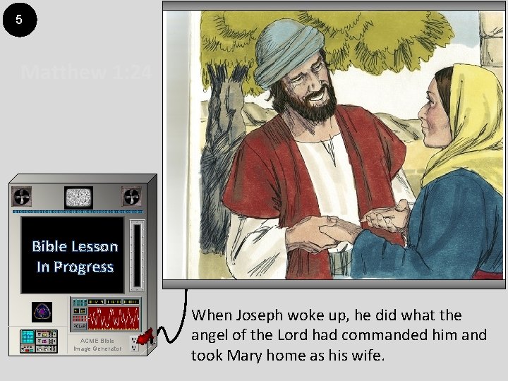 5 Matthew 1: 24 Bible Lesson In Progress ACME Bible Image Generator When Joseph