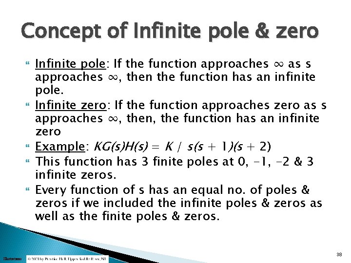 Concept of Infinite pole & zero Illustrations Infinite pole: If the function approaches ∞