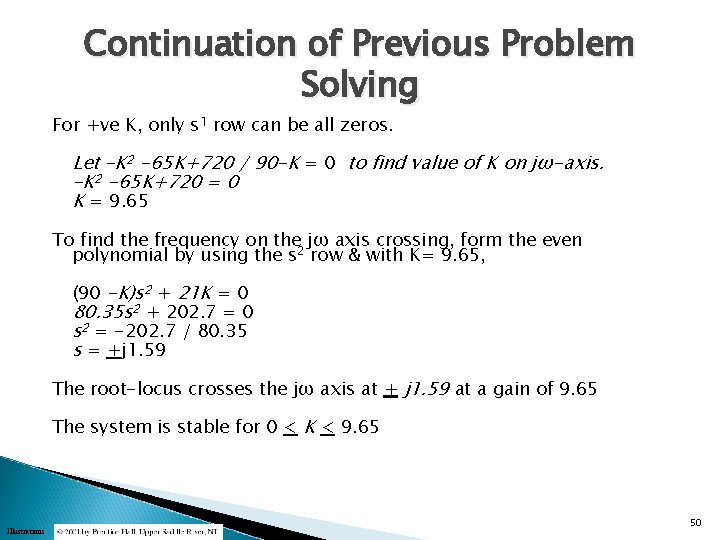 Continuation of Previous Problem Solving For +ve K, only s 1 row can be
