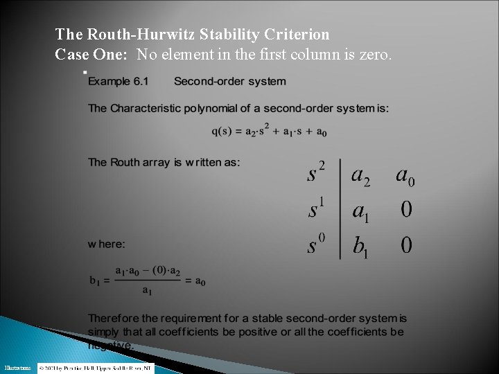 The Routh-Hurwitz Stability Criterion Case One: No element in the first column is zero.