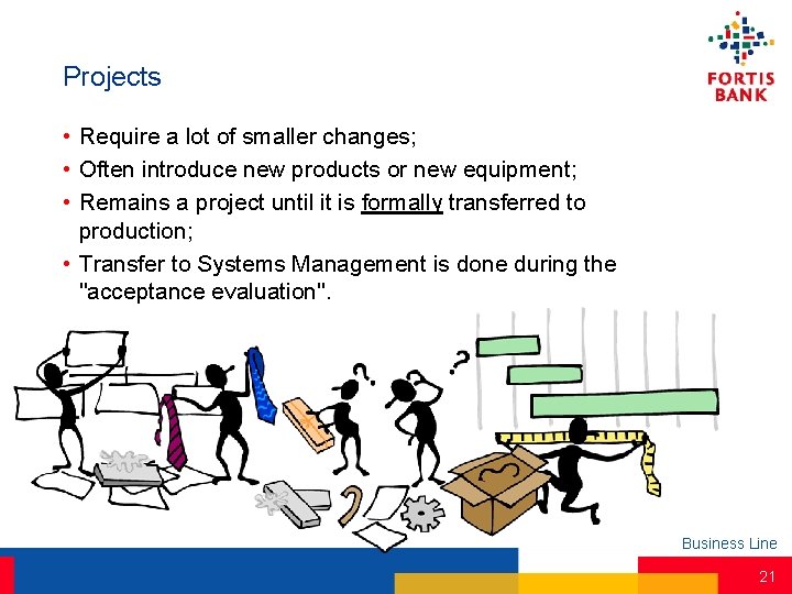 Projects • Require a lot of smaller changes; • Often introduce new products or