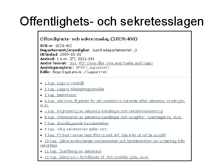 Offentlighets- och sekretesslagen 