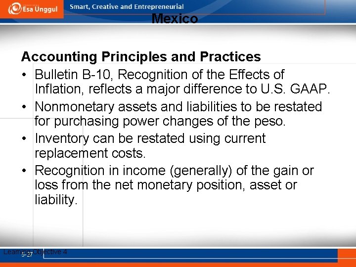 Mexico Accounting Principles and Practices • Bulletin B-10, Recognition of the Effects of Inflation,