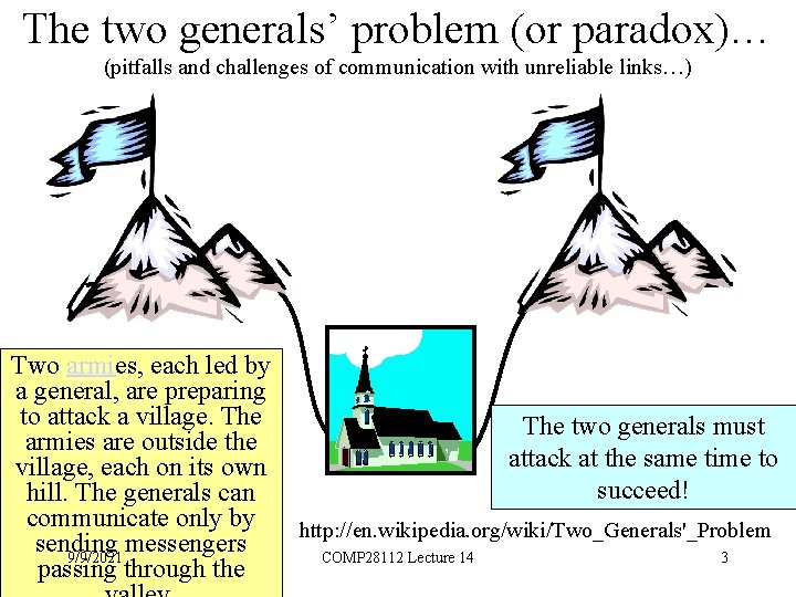 The two generals’ problem (or paradox)… (pitfalls and challenges of communication with unreliable links…)