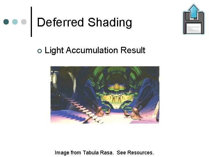 Deferred Shading Light Accumulation Result Image from Tabula Rasa. See Resources. 