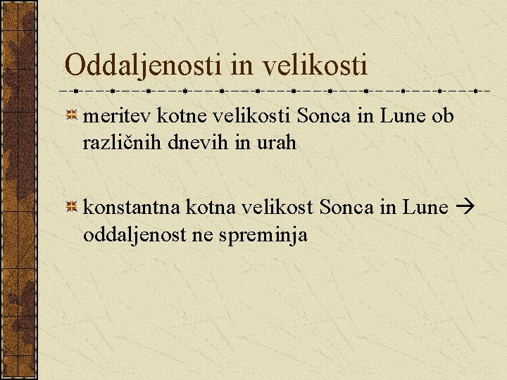 Oddaljenosti in velikosti meritev kotne velikosti Sonca in Lune ob različnih dnevih in urah