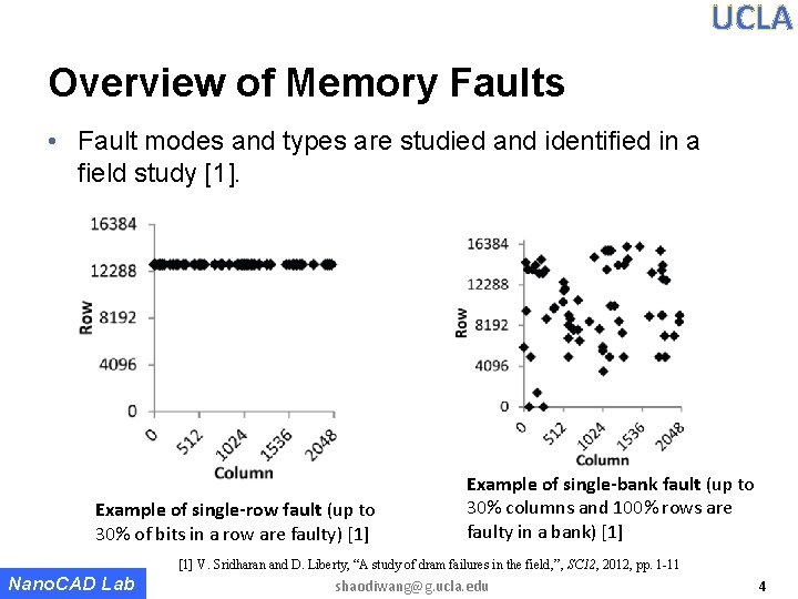 UCLA Overview of Memory Faults • Fault modes and types are studied and identified UCLA Overview of Memory Faults • Fault modes and types are studied and identified