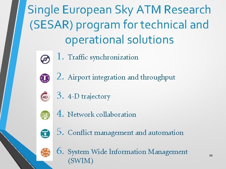 Single European Sky ATM Research (SESAR) program for technical and operational solutions 1. Traffic