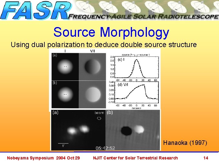 Source Morphology Using dual polarization to deduce double source structure Hanaoka (1997) Nobeyama Symposium