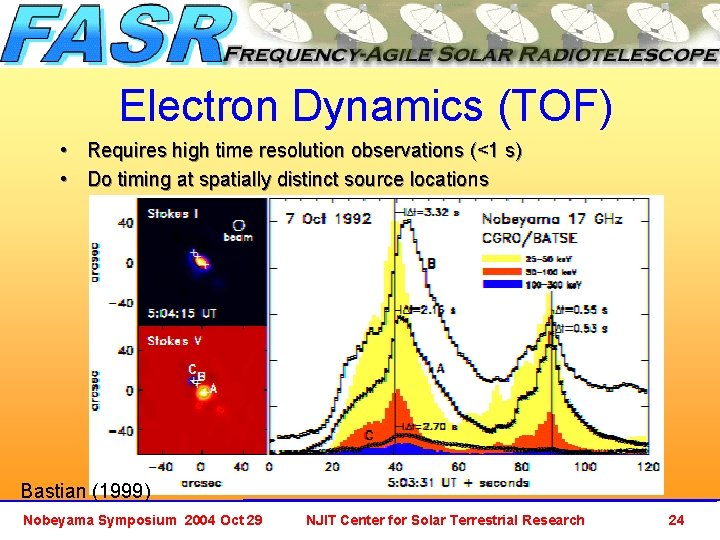 Electron Dynamics (TOF) • Requires high time resolution observations (<1 s) • Do timing