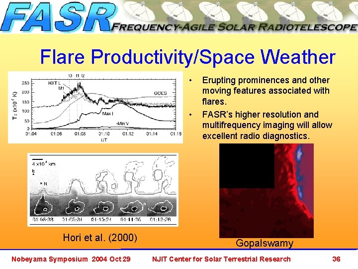 Flare Productivity/Space Weather • • Hori et al. (2000) Nobeyama Symposium 2004 Oct 29