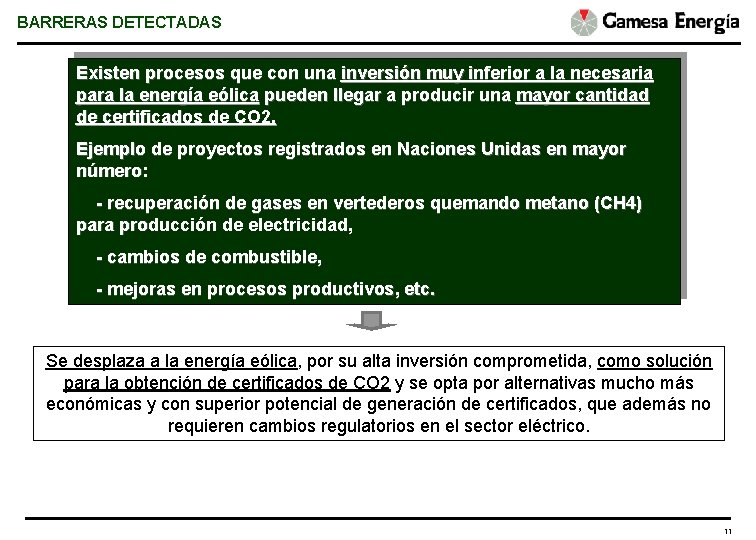 BARRERAS DETECTADAS Existen procesos que con una inversión muy inferior a la necesaria para