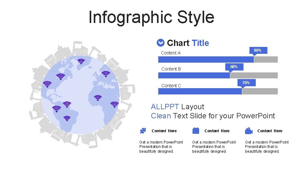 Infographic Style Chart Title 80% Content A 60% Content B 70% Content C ALLPPT
