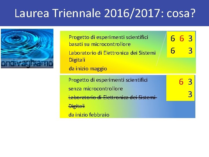 Laurea Triennale 2016/2017: cosa? Progetto di esperimenti scientifici basati su microcontrollore Laboratorio di Elettronica