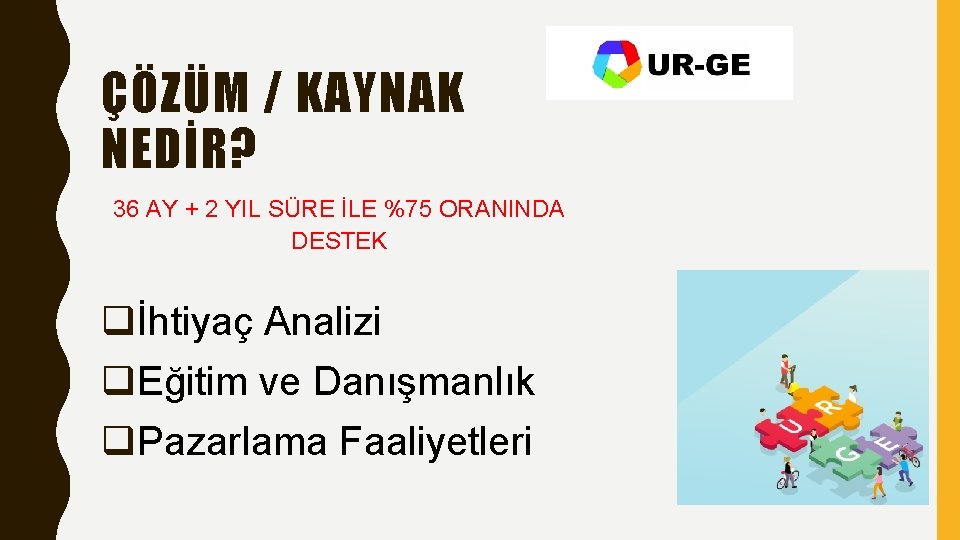 ÇÖZÜM / KAYNAK NEDİR? 36 AY + 2 YIL SÜRE İLE %75 ORANINDA DESTEK