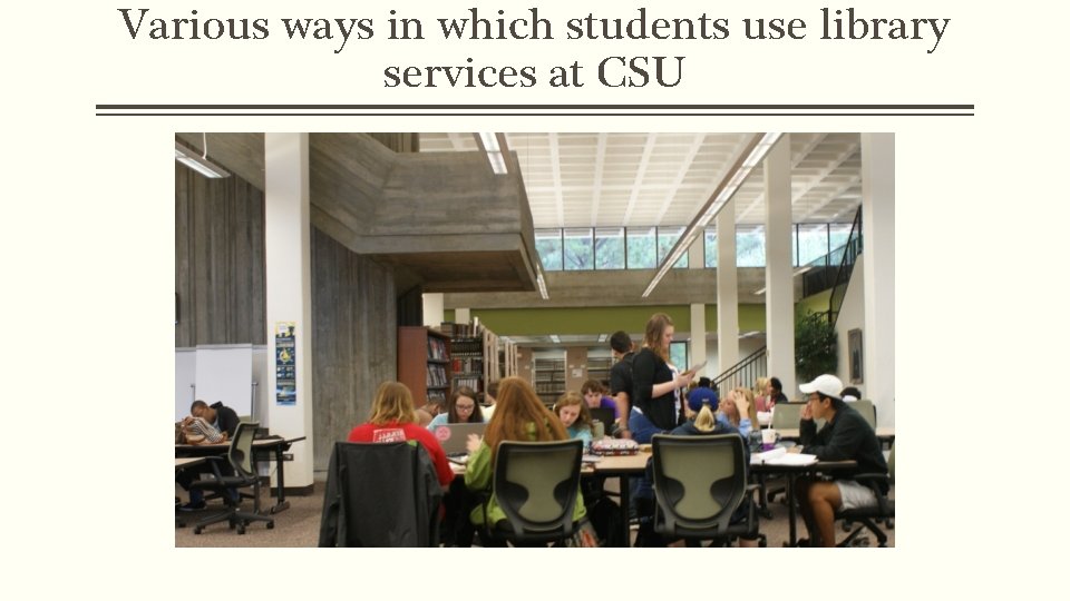 Various ways in which students use library services at CSU 