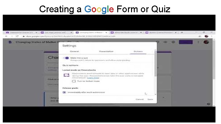 Creating a Google Form or Quiz 