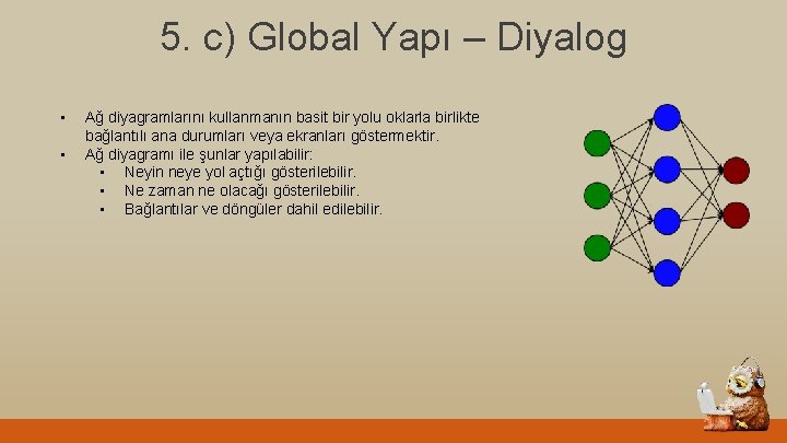 5. c) Global Yapı – Diyalog • • Ağ diyagramlarını kullanmanın basit bir yolu