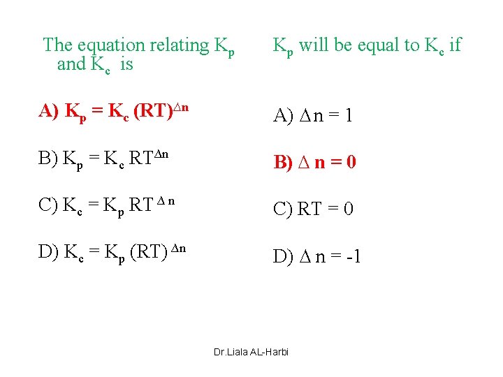 The equation relating Kp and Kc is Kp will be equal to Kc if