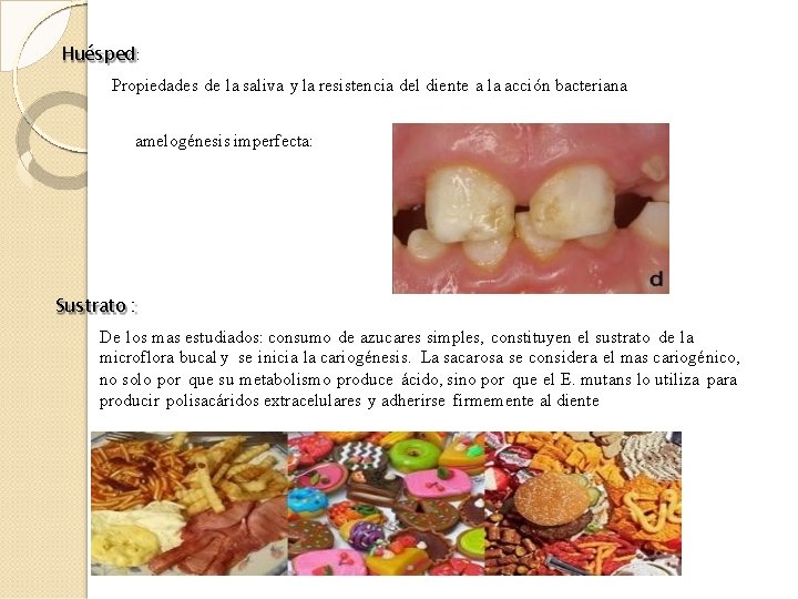 Huésped: Propiedades de la saliva y la resistencia del diente a la acción bacteriana