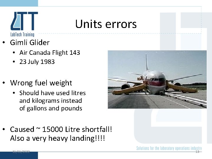 Units errors • Gimli Glider • Air Canada Flight 143 • 23 July 1983