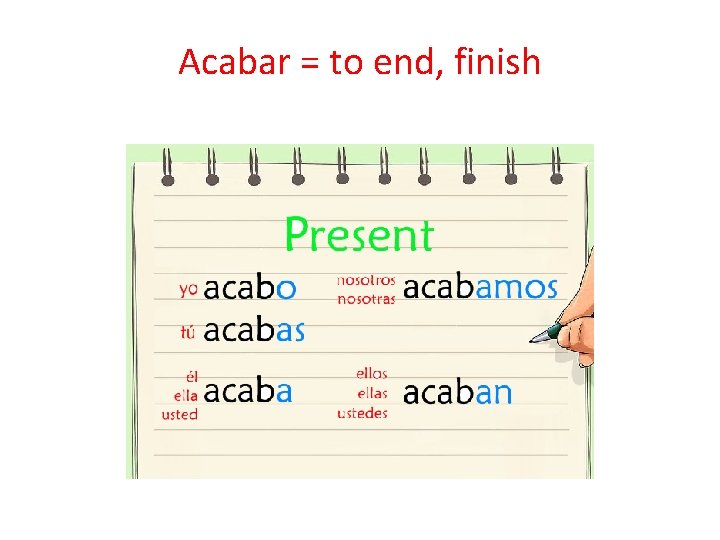 Acabar = to end, finish 