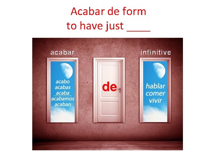 Acabar de form to have just ____ acabar infinitive de 