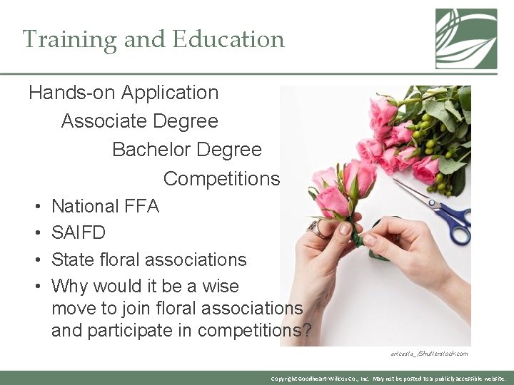 Training and Education Hands-on Application Associate Degree Bachelor Degree Competitions • • National FFA