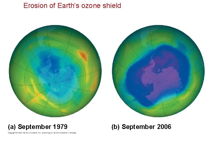 Erosion of Earth’s ozone shield (a) September 1979 (b) September 2006 