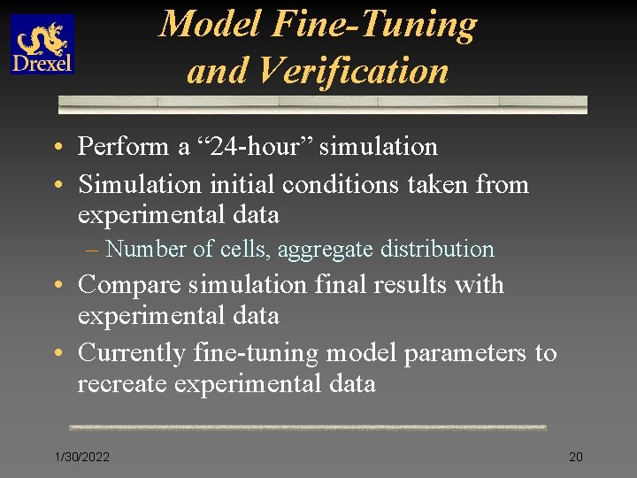Model Fine-Tuning and Verification • Perform a “ 24 -hour” simulation • Simulation initial