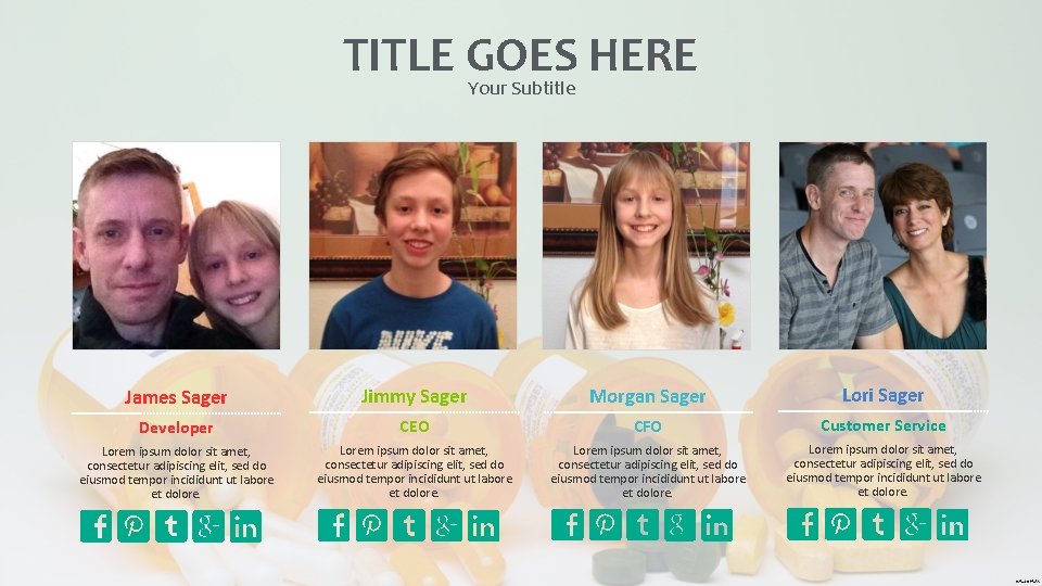 TITLE GOES HERE Your Subtitle James Sager Jimmy Sager Morgan Sager Lori Sager Developer