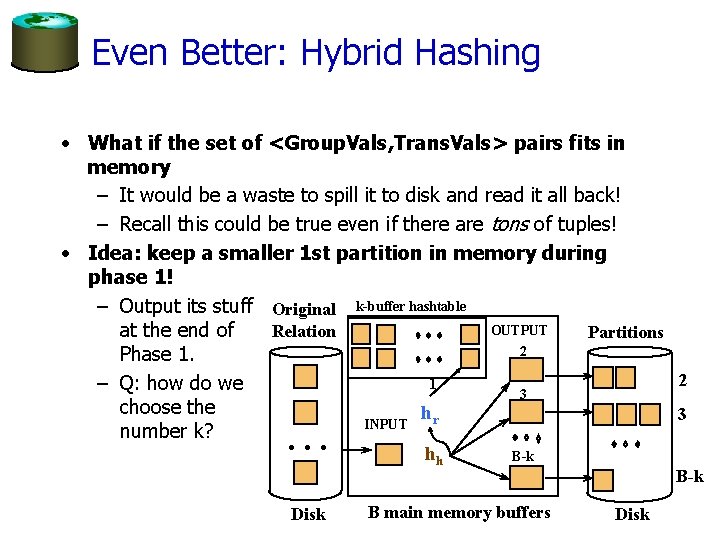 Even Better: Hybrid Hashing • What if the set of <Group. Vals, Trans. Vals>