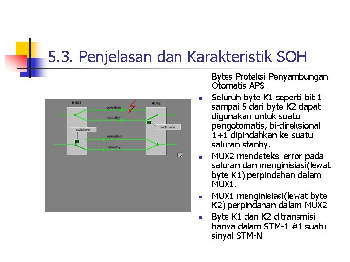 5. 3. Penjelasan dan Karakteristik SOH n n Bytes Proteksi Penyambungan Otomatis APS Seluruh