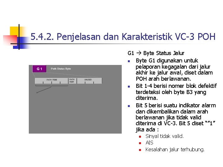 5. 4. 2. Penjelasan dan Karakteristik VC-3 POH G 1 Byte Status Jalur n