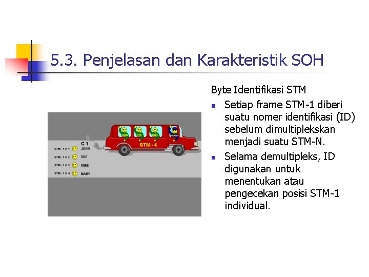 5. 3. Penjelasan dan Karakteristik SOH Byte Identifikasi STM n Setiap frame STM-1 diberi