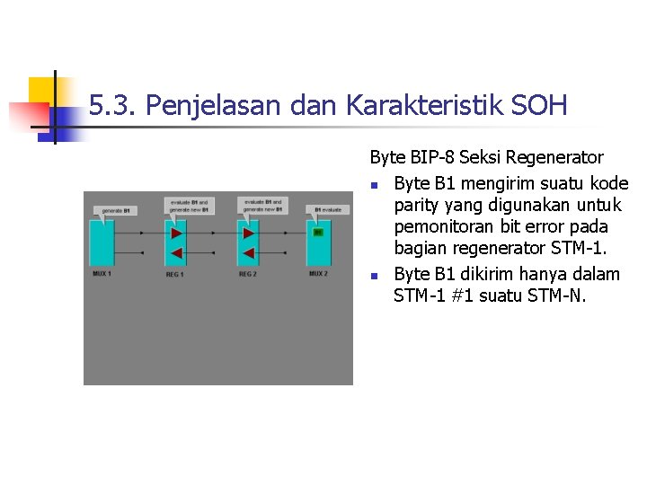 5. 3. Penjelasan dan Karakteristik SOH Byte BIP-8 Seksi Regenerator n Byte B 1