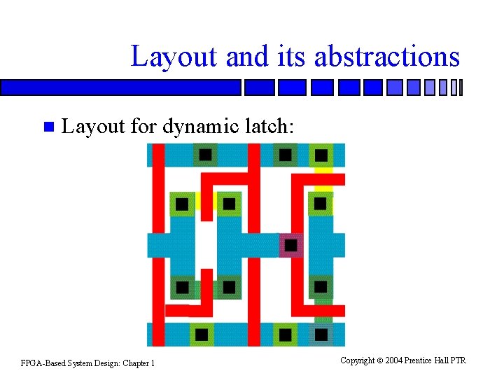 Layout and its abstractions n Layout for dynamic latch: FPGA-Based System Design: Chapter 1