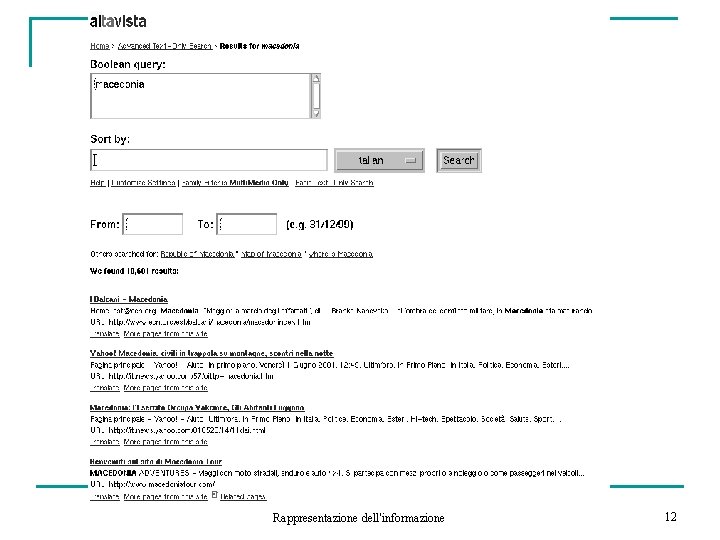 Rappresentazione dell'informazione 12 