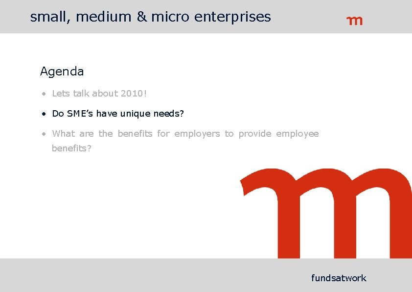 small, medium & micro enterprises Agenda • Lets talk about 2010! • Do SME’s