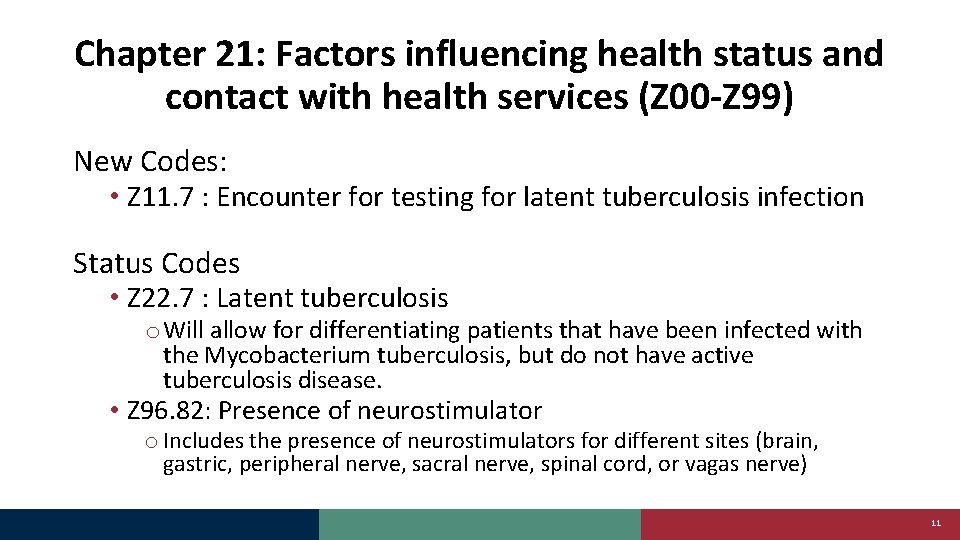 Chapter 21: Factors influencing health status and contact with health services (Z 00 -Z