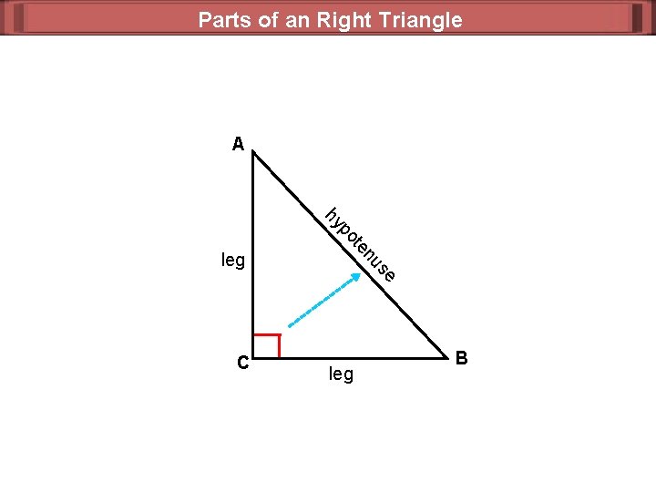 Parts of an Right Triangle A n te po hy e us leg C