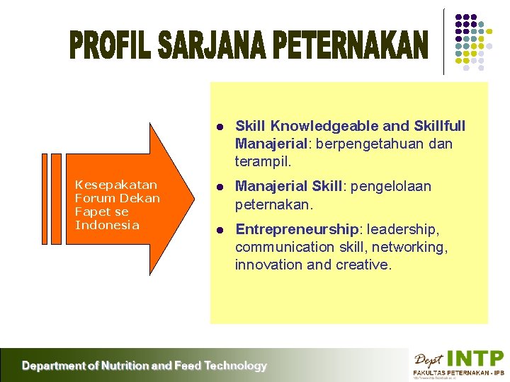 Kesepakatan Forum Dekan Fapet se Indonesia l Skill Knowledgeable and Skillfull Manajerial: berpengetahuan dan